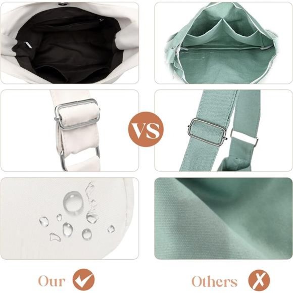 Canvas Tote Bag, Large Hobo Bags for Women Aesthetic Shoulder Purses Cute Simple - Picture 4 of 6